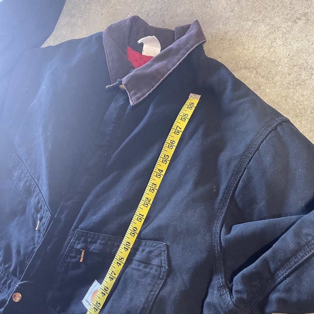 Carhartt Mens XL‎ 52 Duck Canvas Quilt Lined Coveralls Black Work Bibs Corduroy - Picture 8 of 15